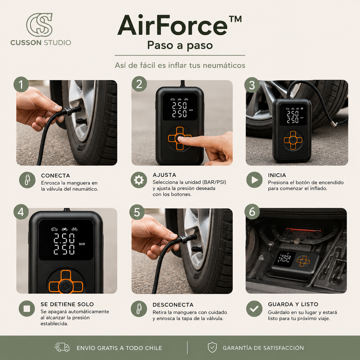 AirForce™ | Compresor de Aire Portátil Inalámbrico