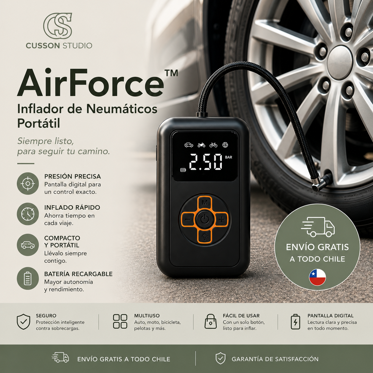 AirForce™ | Compresor de Aire Portátil Inalámbrico