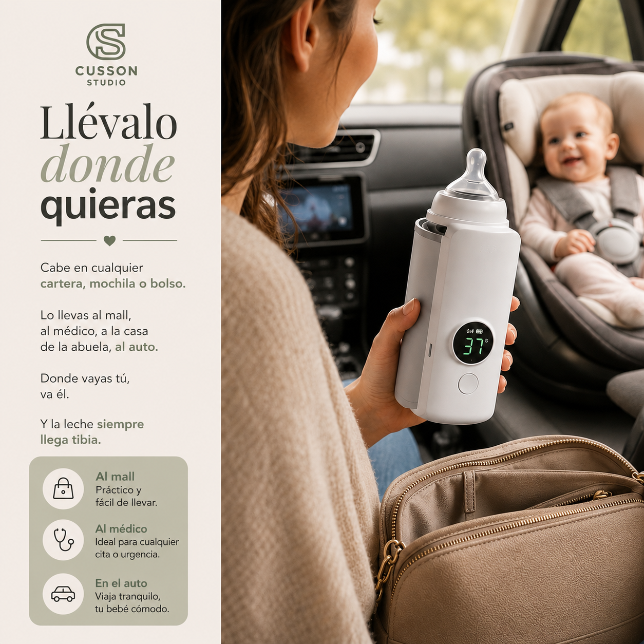 BebéCalma™ | Calienta Mamaderas Portátil con USB