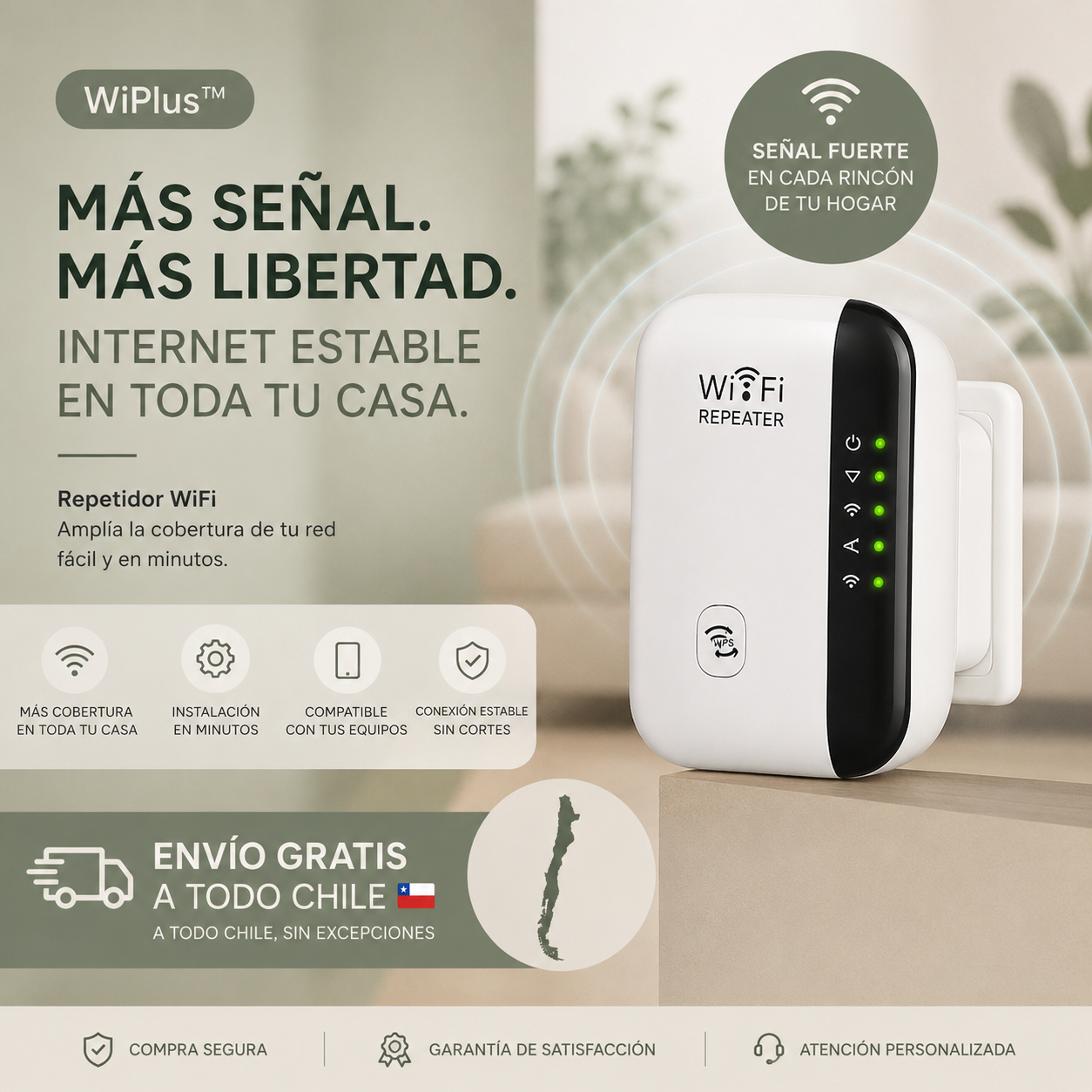 WiPlus™ Repetidor de señal Wi-FI