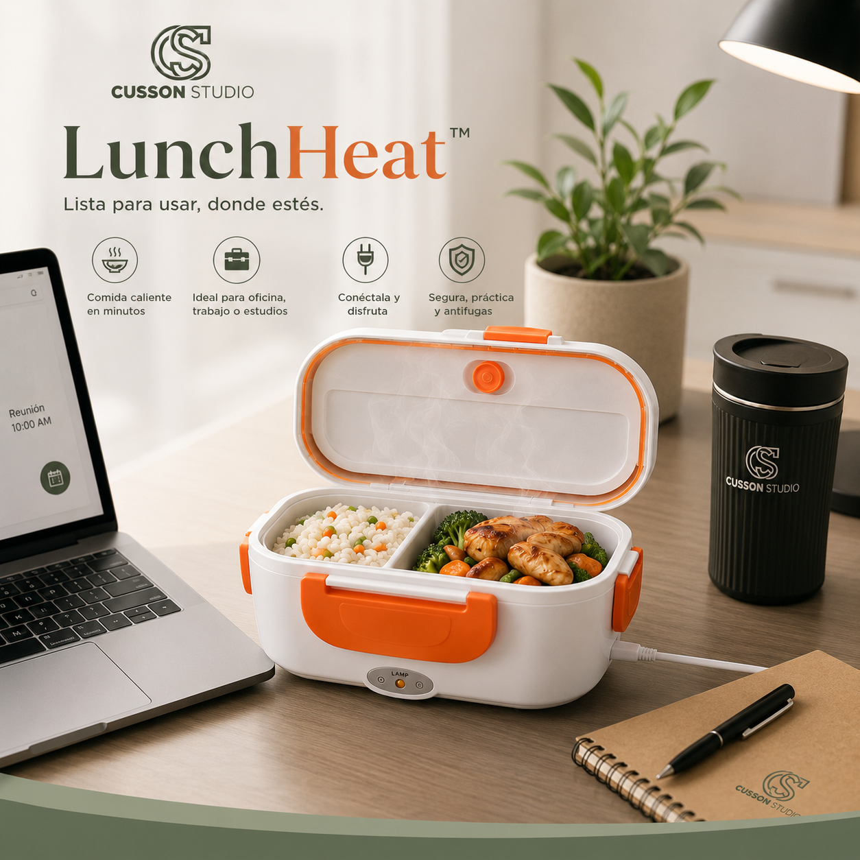 LunchHeat™ | Lonchera Eléctrica Portátil 2 en 1
