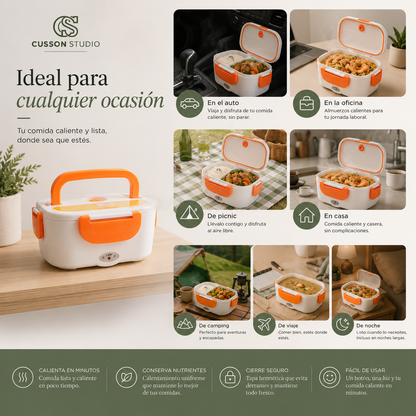 LunchHeat™ | Lonchera Eléctrica Portátil 2 en 1