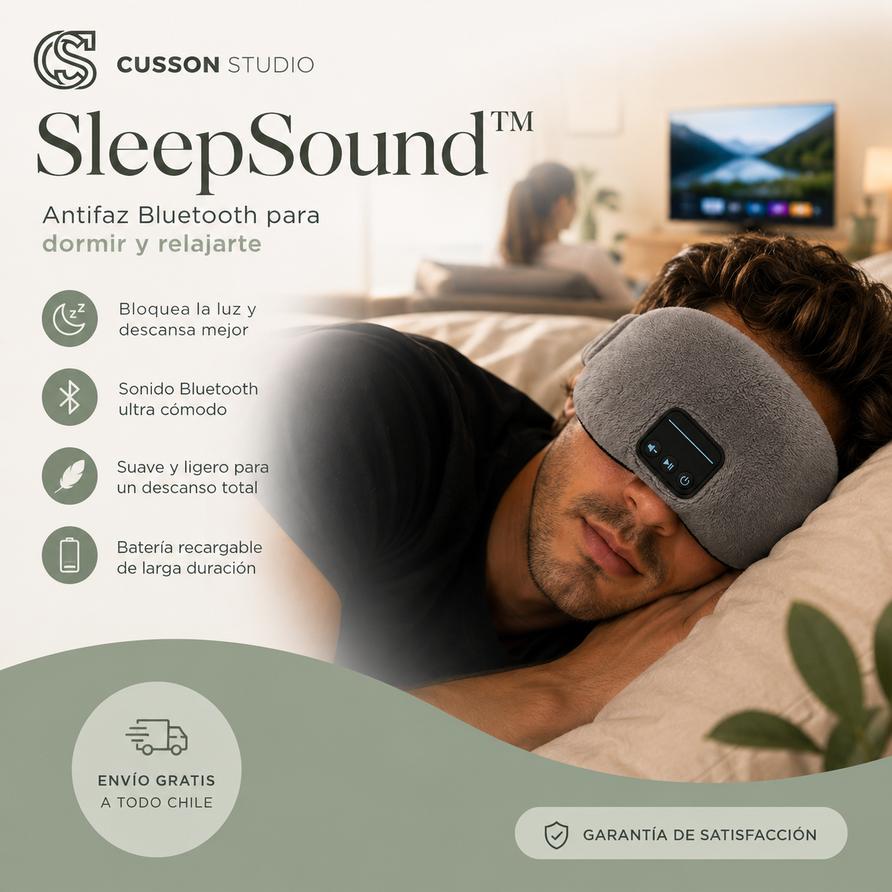 SleepSound™ | Antifaz Bluetooth con Audífonos