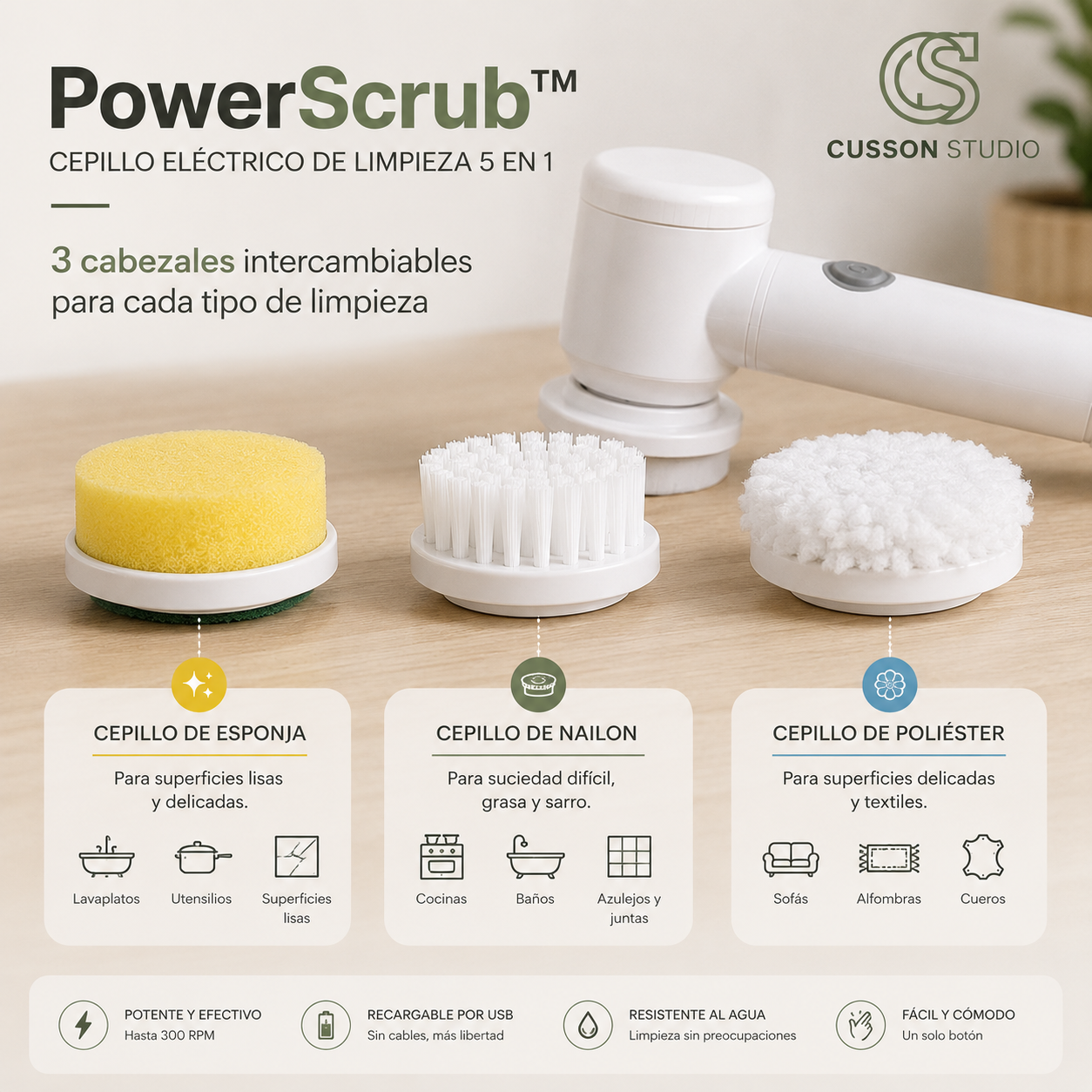 PowerScrub™ | Cepillo Eléctrico 5 en 1