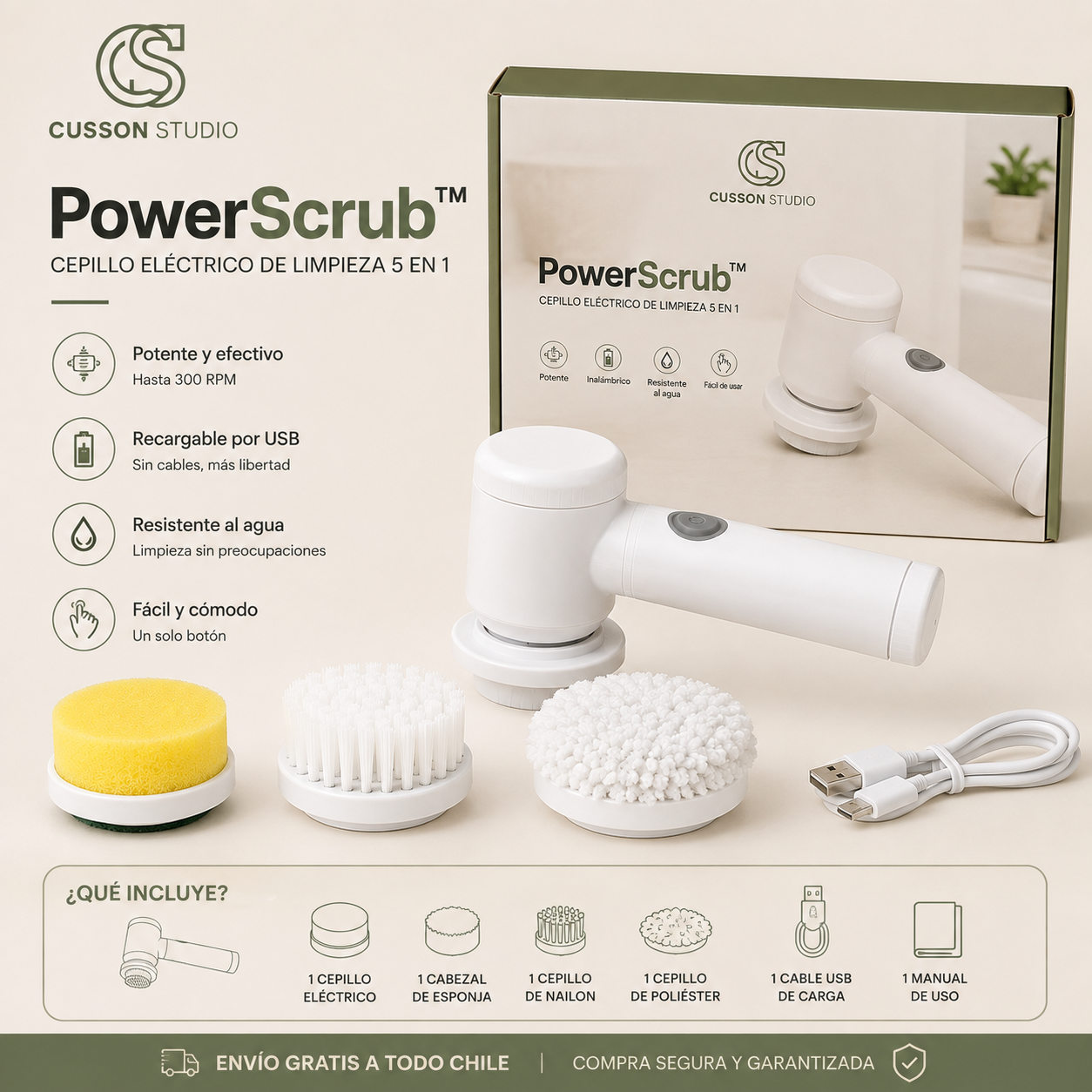 PowerScrub™ | Cepillo Eléctrico 5 en 1