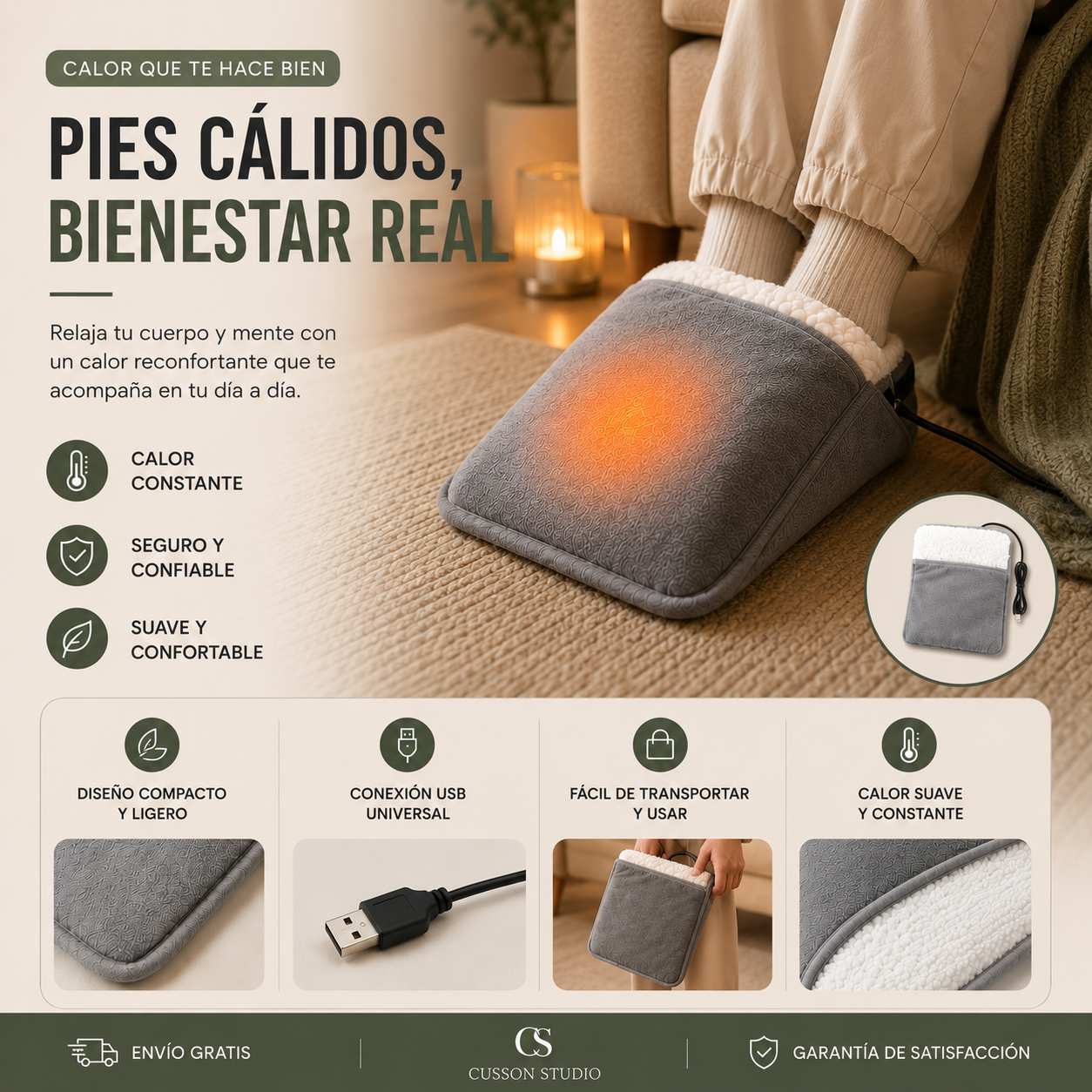 WarmNest™ Calienta Pies Electrico USB