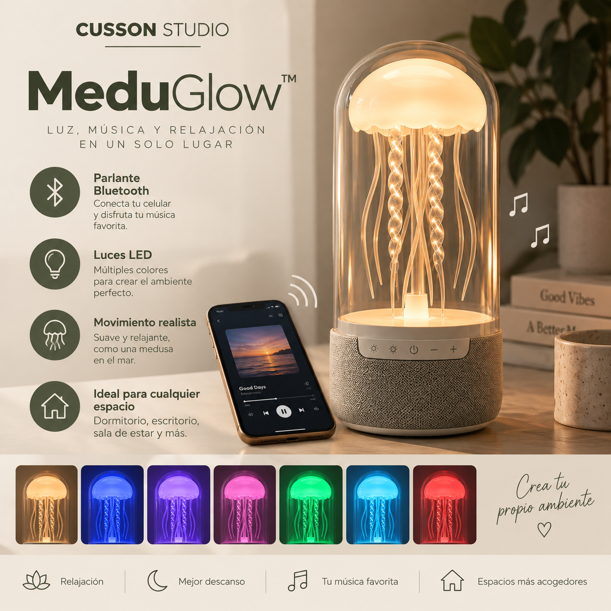 MeduGlow™ | Lámpara Medusa Bluetooth 🪼✨